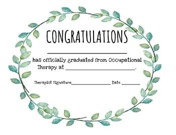 graduation  therapy certificate printable