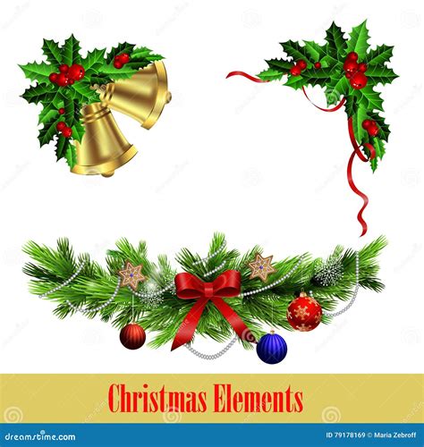 decorative elements  christmas evergreen set stock vector