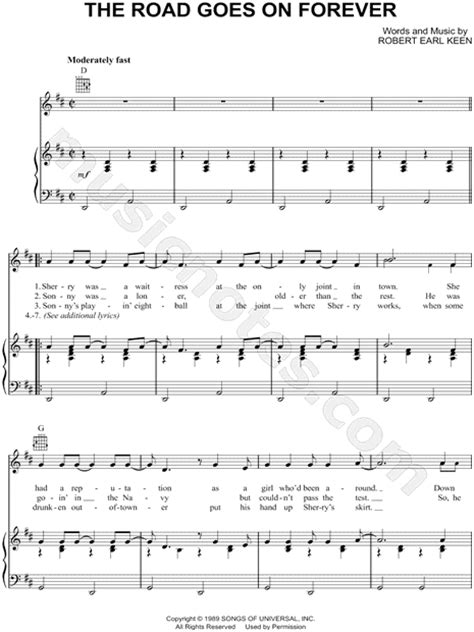 Robert Earl Keen The Road Goes On Forever Sheet Music In D Major