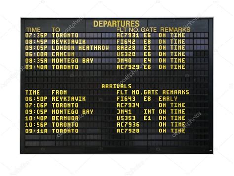 airport board showing departures arrivals  cities isolated white affiliate showing
