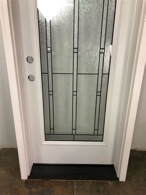 36 Prehung Front Door Fiberglass Full Lite Decorative Glass Black