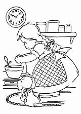 Cooking Coloring Girl Pages Printable Large sketch template