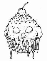 Coloring Pages Evil Scary Cupcake Halloween Monster Drawings Drawing Adults Horror Adult Creepy Printable Skull Book Color Colouring Tattoo Bing sketch template