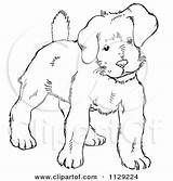 Dog Clipart Outlined Puppy Cartoon Coloring Vector Alert Picsburg Scottie Rug Illustration Small Sausage Eating Retro Vintage sketch template