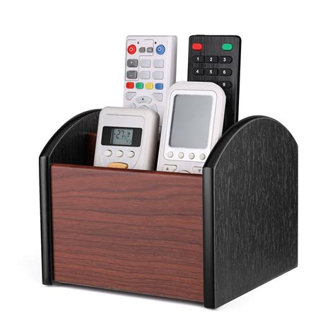 desk organizer tv remote control caddy wooden rotatable storage holder rack  ebay