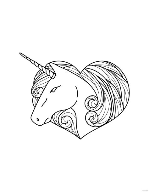 unicorn heart coloring page printable