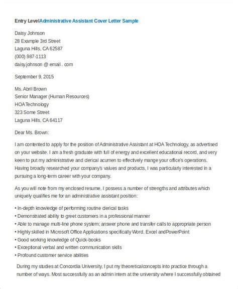 entry level administrative assistant cover letter for your