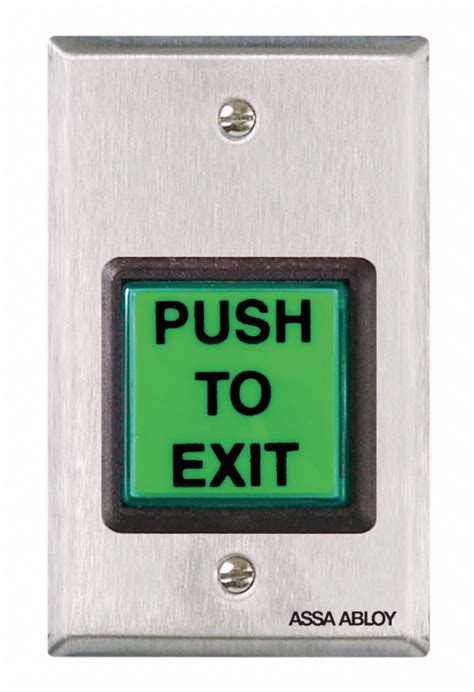 securitron push  exit button emergency    height stainless steel laaeeb grainger