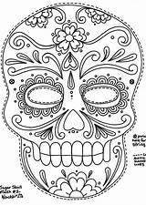 Skull Coloring Printable Sugar Sheets Adult Thaneeya Pages Skulls Dead Mask Drawing Paper Adults Paint Pencils Colored Halloween sketch template