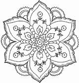 Coloring Detailed Pages Flower Print sketch template