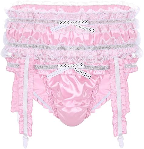 Hansber Men S Lace Sissy Pouch Panties Silky Satin Frilly