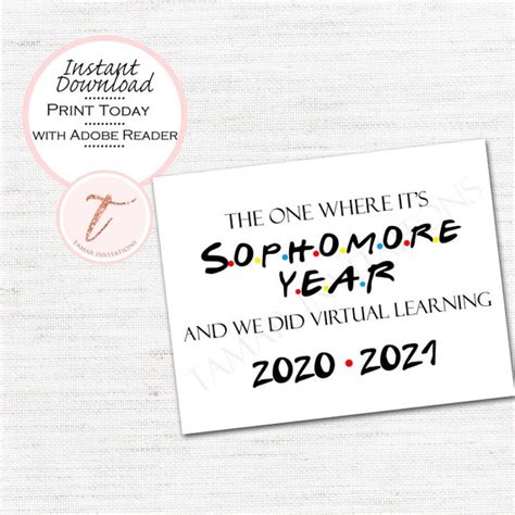 printable  day  sophomore year sign virtual school learning