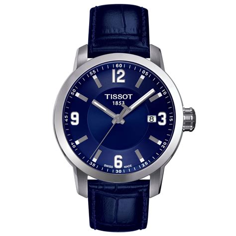 Lyst Tissot Mens Swiss Prc 200 Blue Leather Strap Watch 39mm In Blue