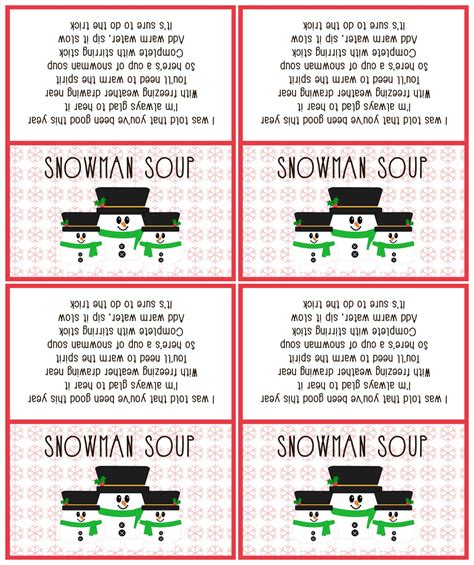 printable snowman soup labels