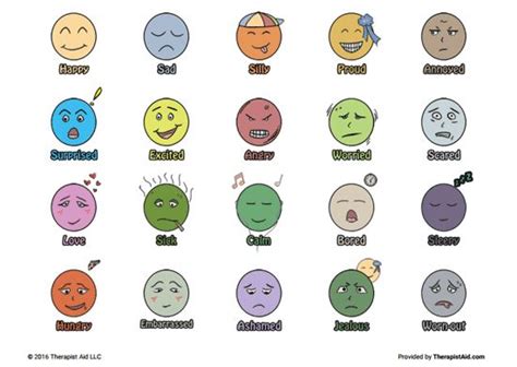 printable emotion faces preview  kindergarten worksheets therapy