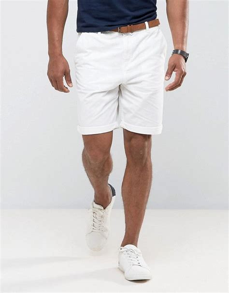 bershka straight fit chino short  white  belt mens fashion blazer mens white shorts