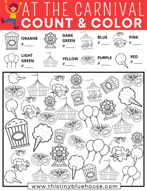 printable carnival count  color activity  kids  tiny