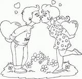 Boy Girl Kissing Valentine Coloring Pages Color Printable Gif Friends Valentines List sketch template