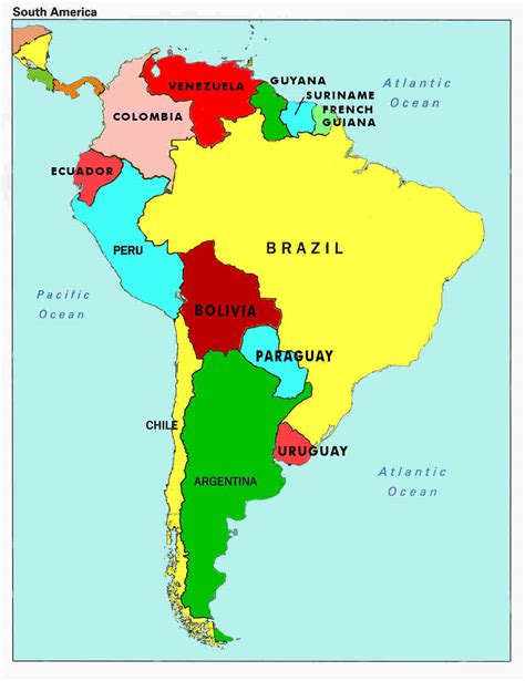 south america map  countries  capitals