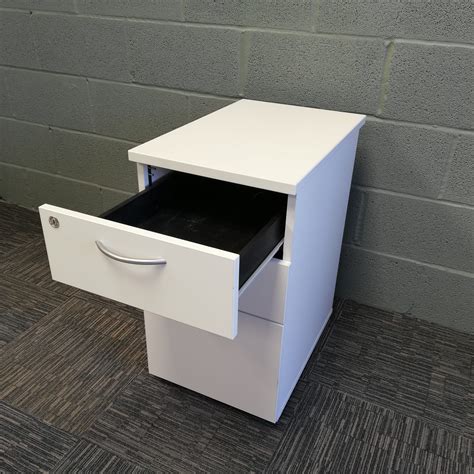 white wooden desk high 3 drawer pedestal recycled office