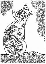 Coloring Cat Pages Adult Adults Mandala Printable Cats Colouring Color Easy Dogs Sheets Zentangle Small Animal Blank Drawing Da Zen sketch template