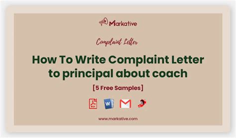 complaint letter  principal  coach  templates markative