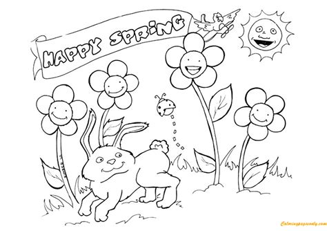 happy spring season coloring pages  printable coloring pages