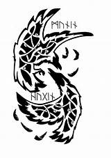 Odin Munin Norse Huginn Hugin Muninn Viking Ravens Crows Crow Wikinger Rune Celtic Simbolos Cuervo Rabe Nordische Corbeau Tatuaje Runas sketch template