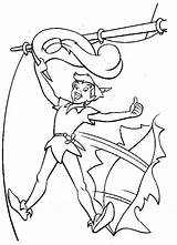 Tinkerbell Peter Coloring Pan Flying Sails Through Pages Color Disney sketch template