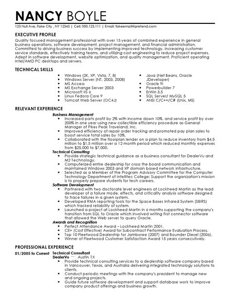 business management resume examples riset
