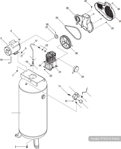 husky  gallon air compressor parts diagram png parts diagram catalog