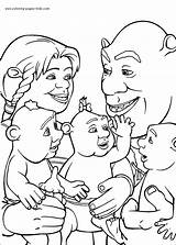 Shrek Coloring Pages Cartoon Printable Kids Color Babies Sheets Characters Character Print Book Family Fiona Back Sheet Kid Popular Party sketch template