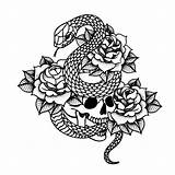 Skull Serpent Cranio Serpenti Tatuaggio Tatouage Geometrico Sacro Crâne Géométrie Sacré Illustrazione Spada Pugnale Depositphotos sketch template