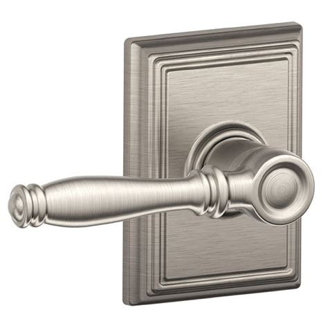 schlage  decorative birmingham  addison satin nickel reversible passage door handle  lowescom