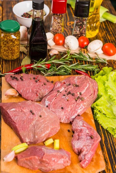 raw red meat  flavorings stock image image  ingredients