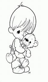Coloring Pages Precious Moments Angel Bear Sheets Boys Boy sketch template