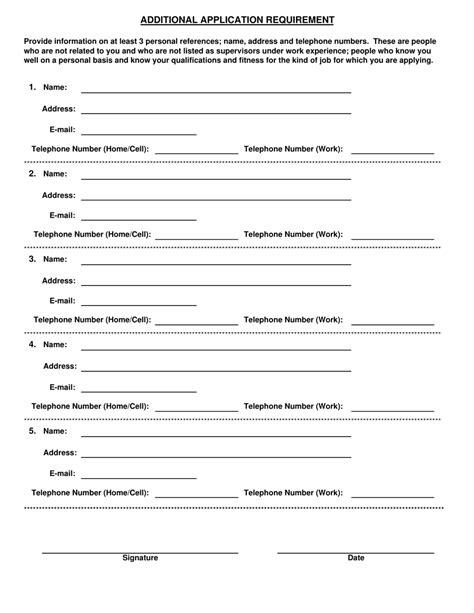 personal reference list template  printable  templateroller