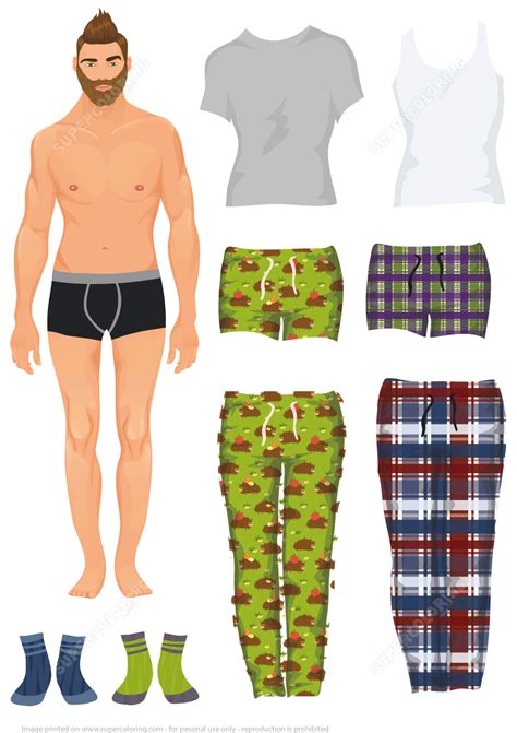 male paper doll   assortment  freestyle homewear  pyjamas