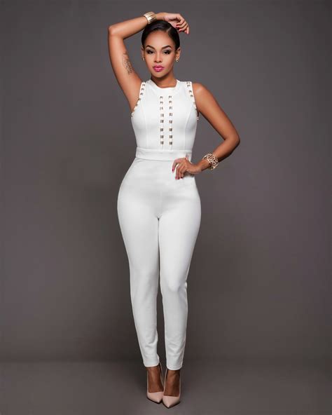 2016 elegant lady sexy white jumpsuit romper women fashion high waist