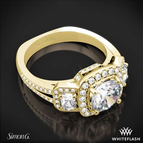 Simon G Tr446 Three Stone Passion Halo Diamond Engagement Ring 3570