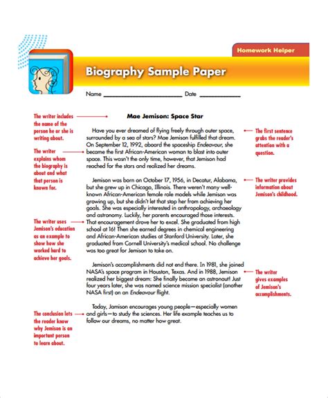 biography report templates sample templates