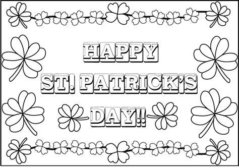 greeting card st patricks day coloring picture  kids