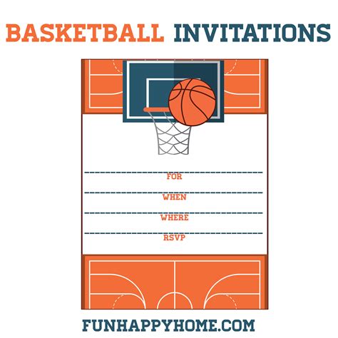 printable basketball themed party invitations fun happy home