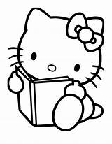 Coloring Reading Hello Kitty Pages Book Books Clipart Read Sleeping Kids Cliparts Children Cartoons Curious George Colouring Clip Library Templates sketch template