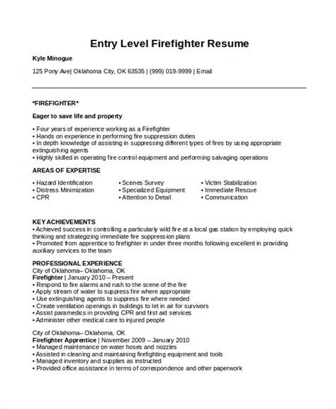 firefighter resume templates