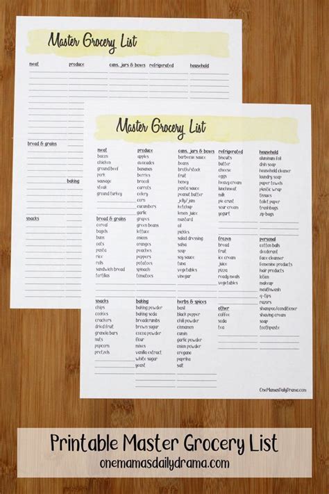 printable master grocery list  blank grocery list template master grocery list master