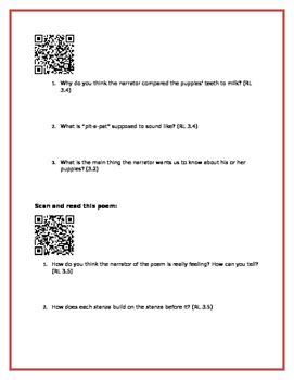 poetry qr code activity  grade great test prep  abby  tpt