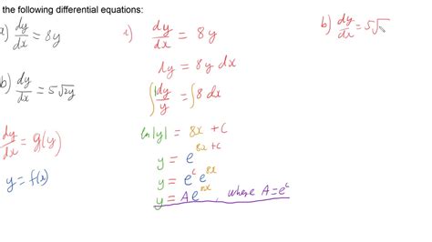 general solution  differential equations   form dydxgy youtube