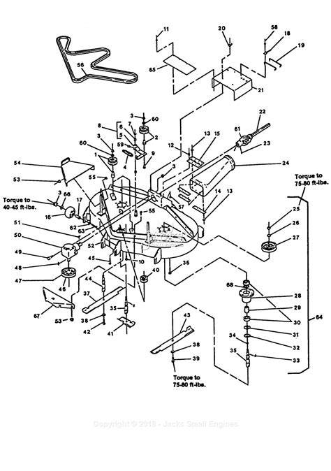 exmark exkc sn    parts diagram    rear discharge mower decks