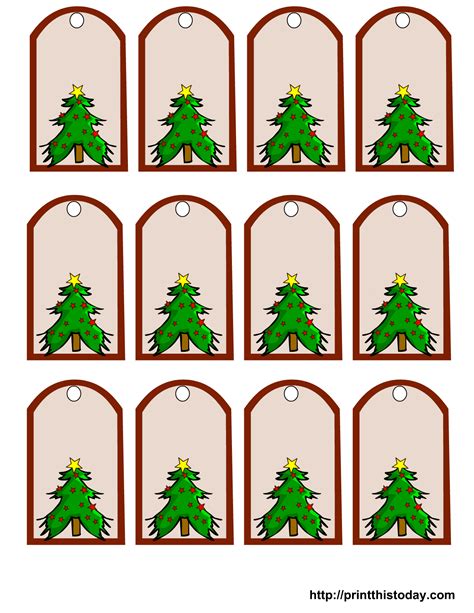 printable christmas gift tags featuring christmas tree